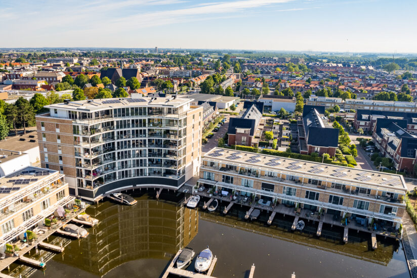 Drone appartementencomplex woningen